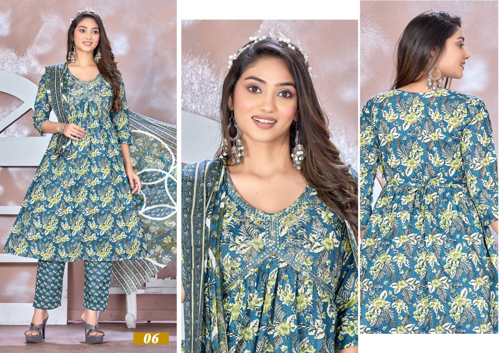 Golden So Stunning Cotton Printed Alia Cut Kurti With Bottom Dupatta Catalog
